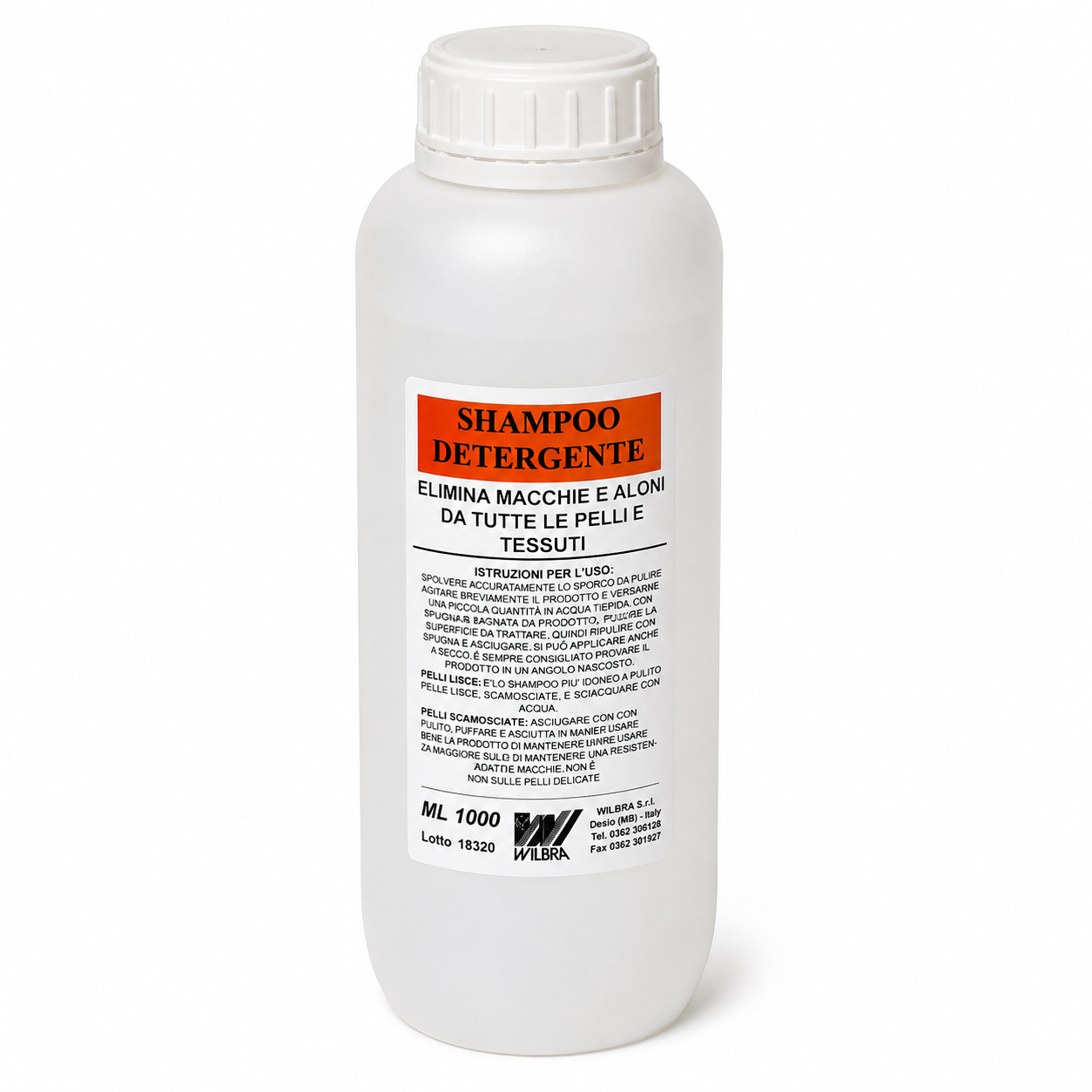 Shampoo Detergente Smacchiatore per Pelle Tessuti e Sughero 50 ml / 1LT