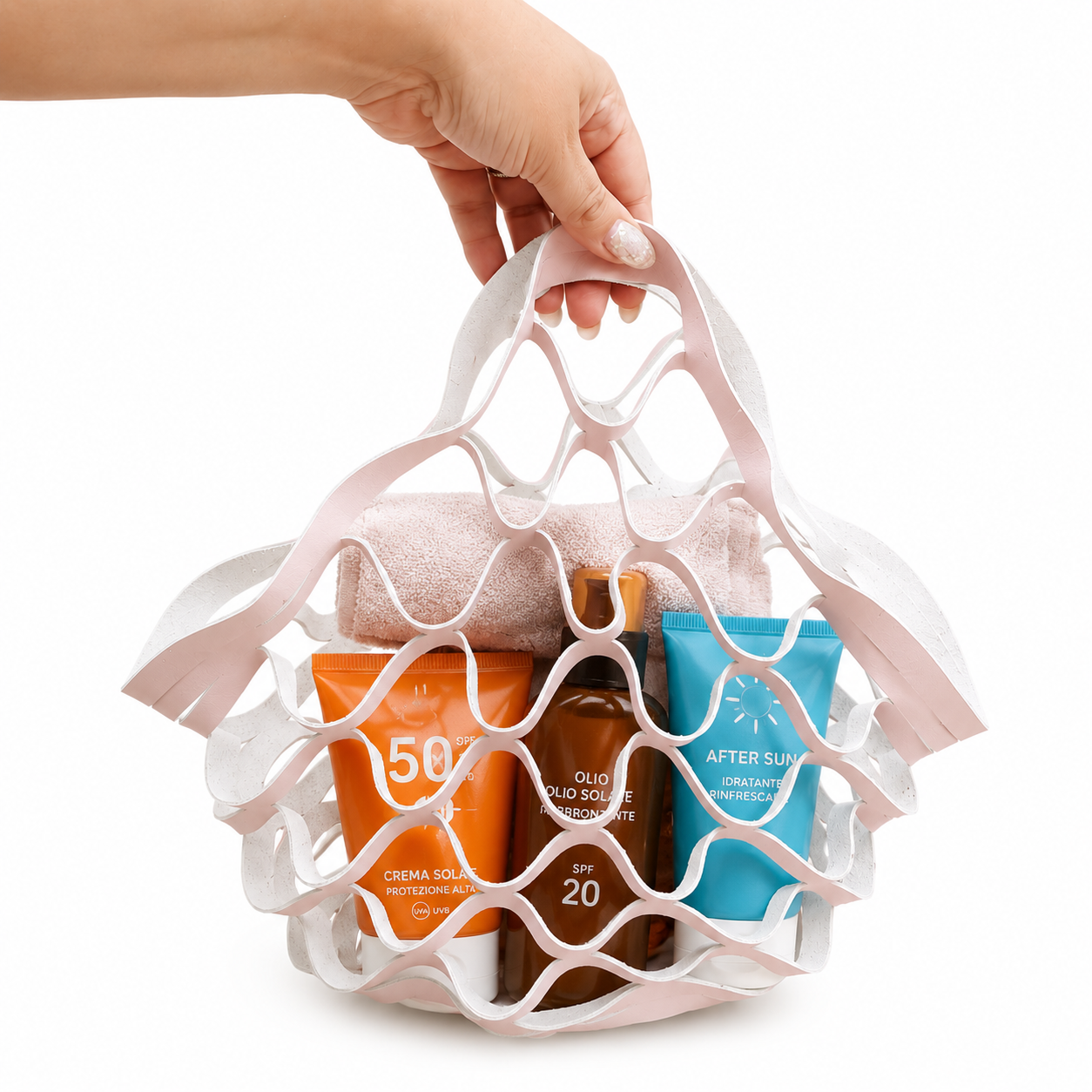 Borsa a rete in vera pelle – Leggera, senza cuciture, disponibile in tanti colori