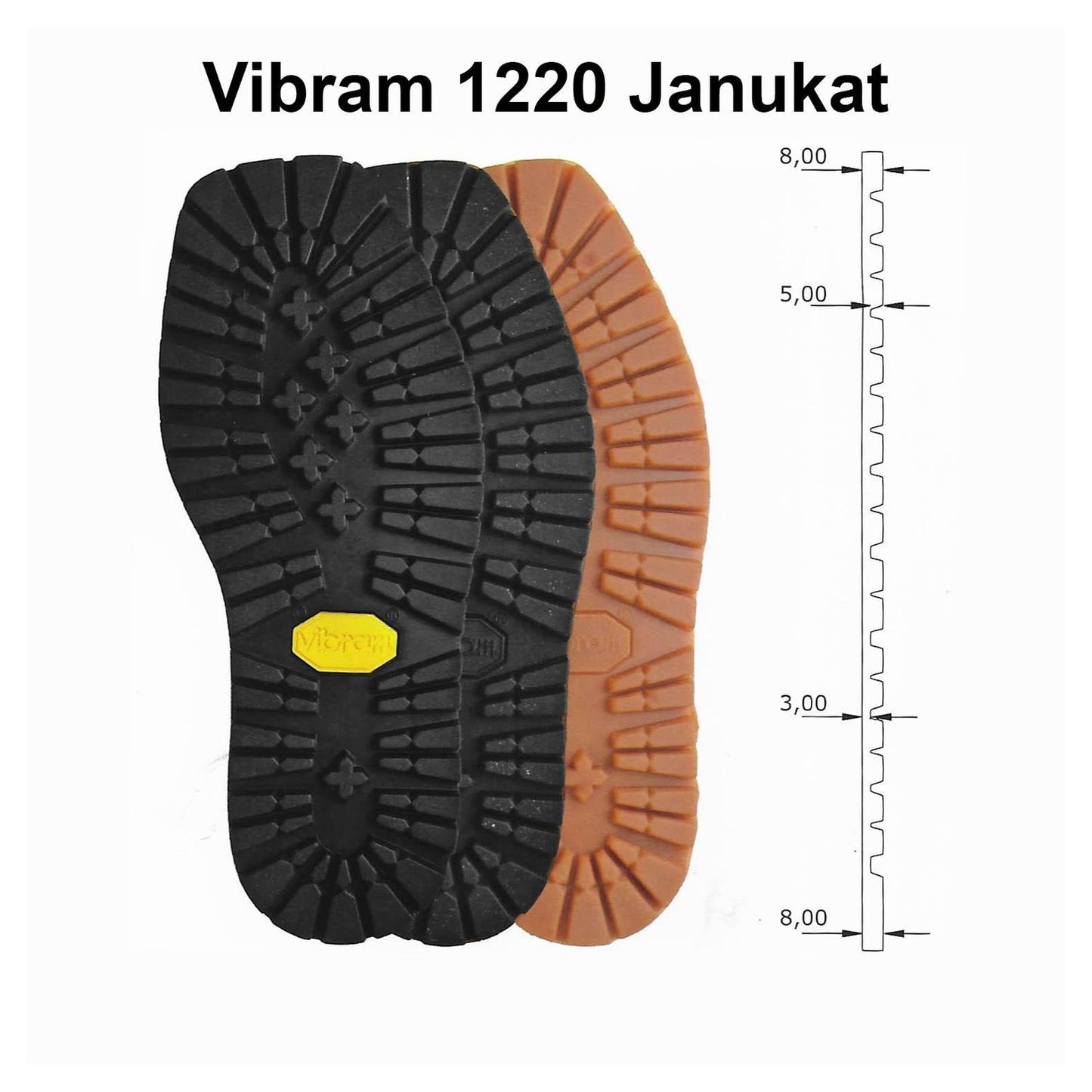 Suola gomma Vibram Jankuat 1220 da mm.8 pianella carrarmato scarpe militari