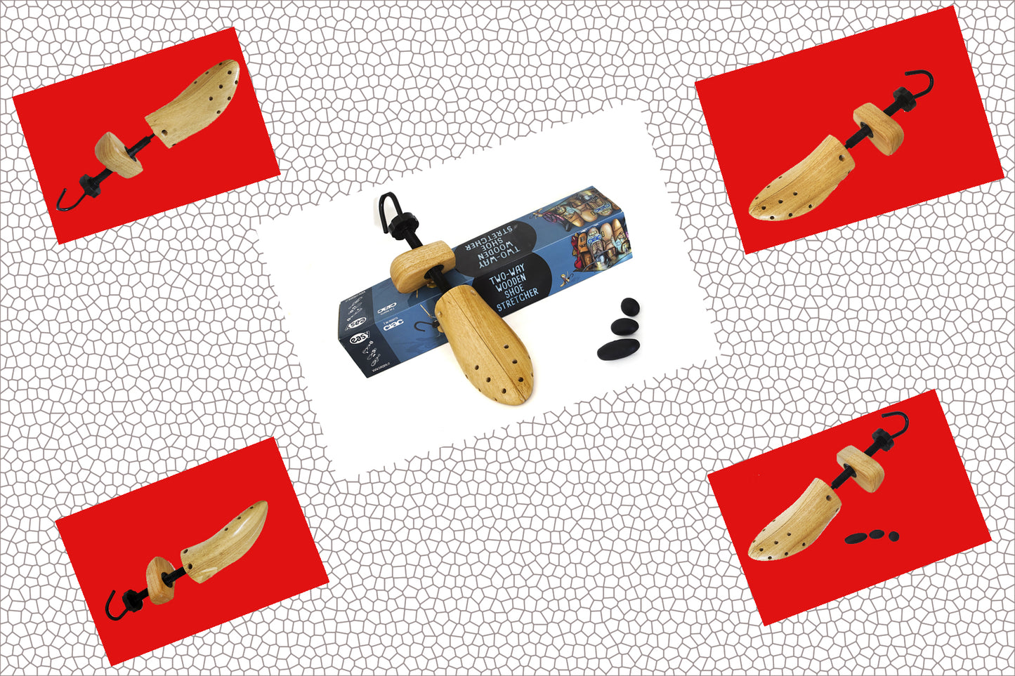 Allargascarpe in Legno Regolabile Ambidestro per Scarpe Strette | Ideale per Calli, Alluce e Piedi Gonfi - 1 Pezzo