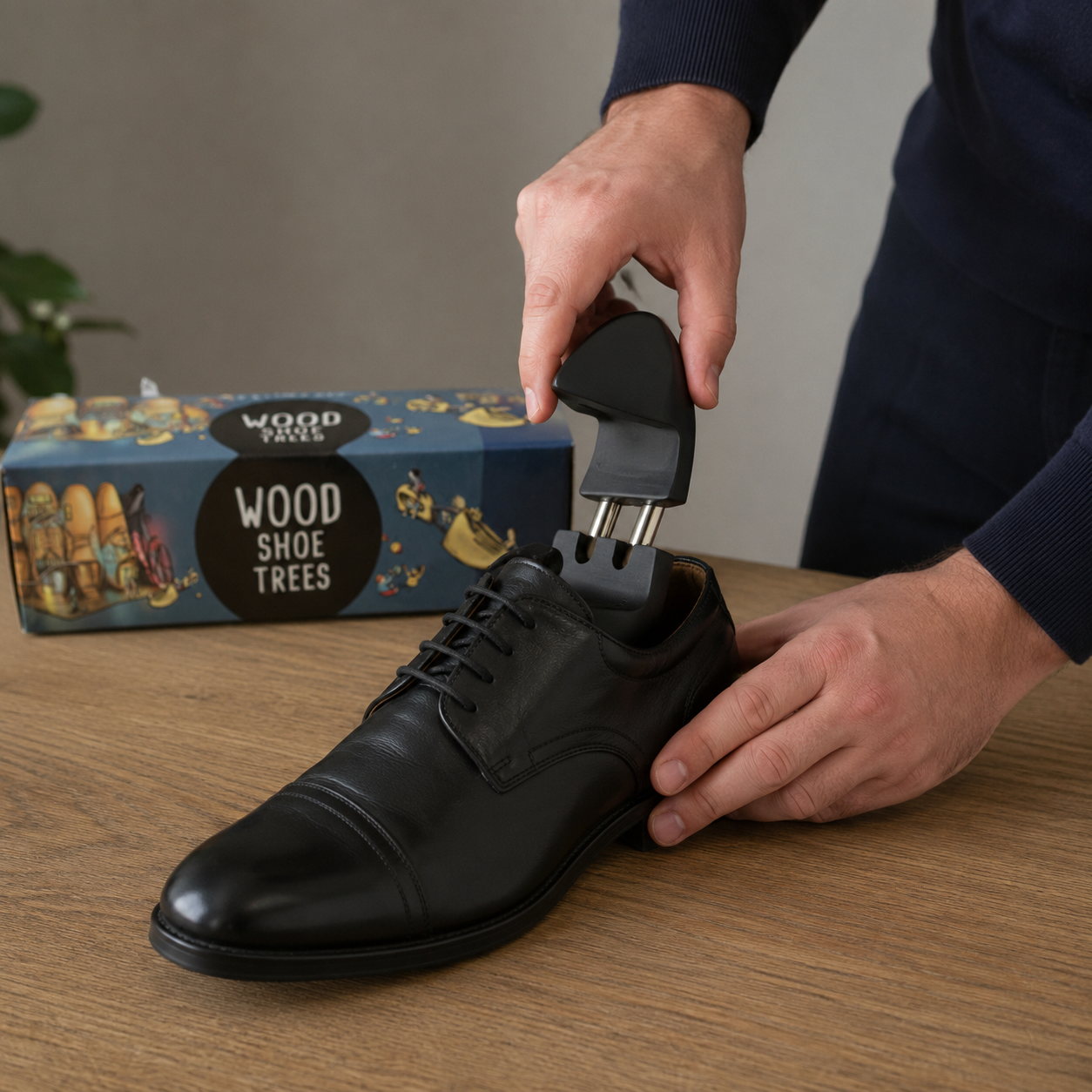 Tendiscarpe Bond in Legno Nero con Molla Mantiene la Forma delle Scarpe e Riduce Umidità e Pieghe
