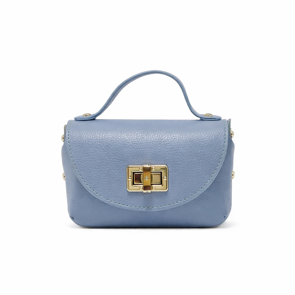 Mini Bag Donna in Vera Pelle con Manico e Tracolla Catena Oro