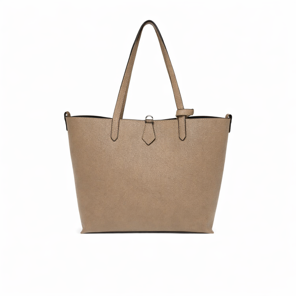 Borsa Shopper Donna in Vera Pelle con Pochette Estraibile e Tracolla Regolabile
