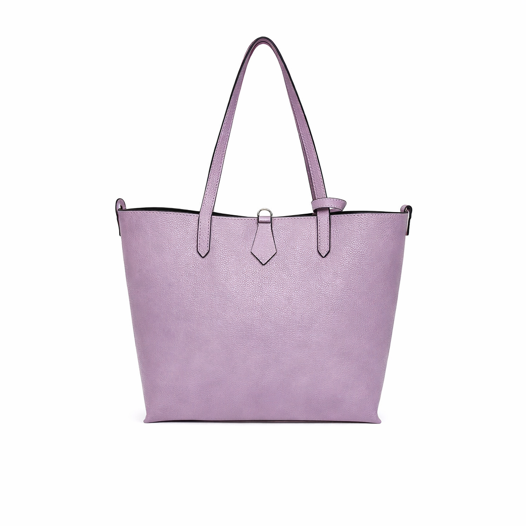 Borsa Shopper Donna in Vera Pelle con Pochette Estraibile e Tracolla Regolabile