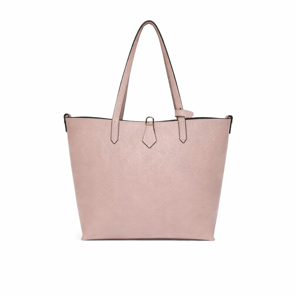 Borsa Shopper Donna in Vera Pelle con Pochette Estraibile e Tracolla Regolabile