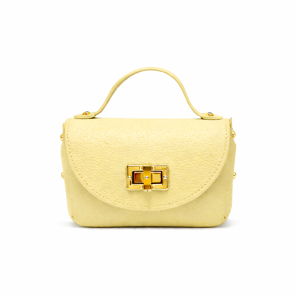 Mini Bag Donna in Vera Pelle con Manico e Tracolla Catena Oro