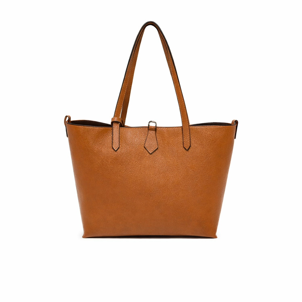 Borsa Shopper Donna in Vera Pelle con Pochette Estraibile e Tracolla Regolabile
