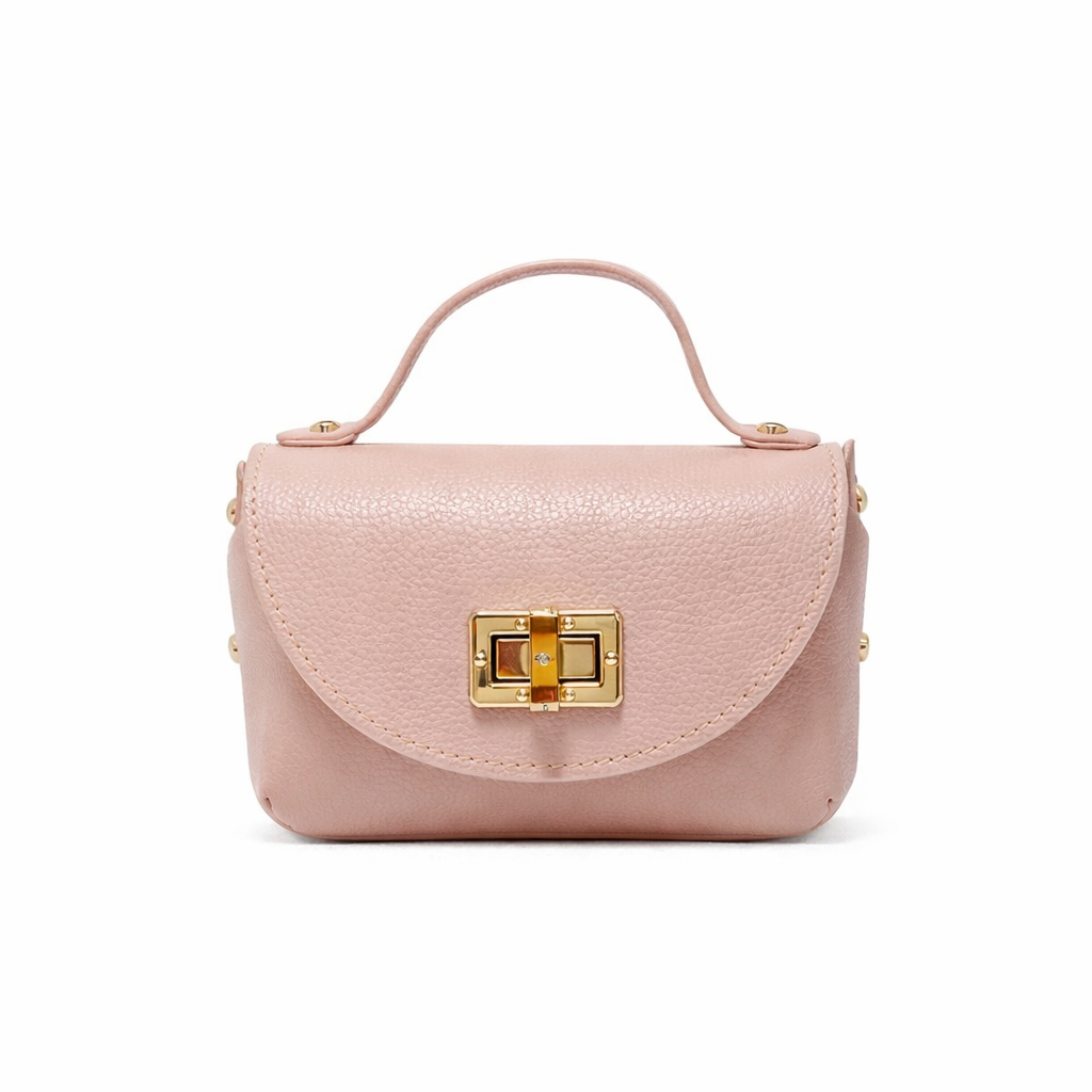 Mini Bag Donna in Vera Pelle con Manico e Tracolla Catena Oro