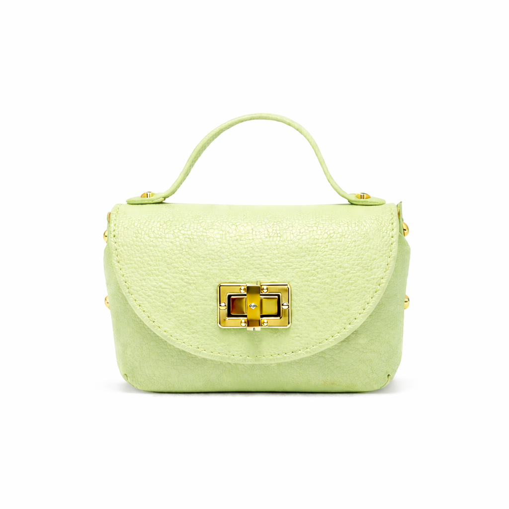 Mini Bag Donna in Vera Pelle con Manico e Tracolla Catena Oro