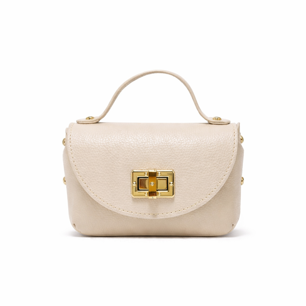 Mini Bag Donna in Vera Pelle con Manico e Tracolla Catena Oro