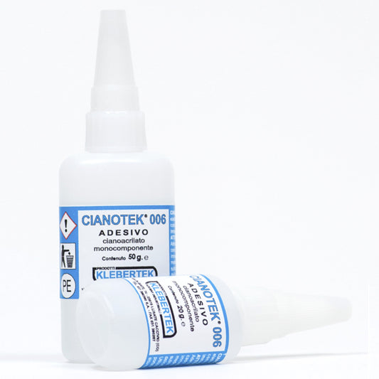 Colla Cianoacrilica Cianotek 006  Adesivo Super Rapido per Pelle, Cuoio, Gomma e Plastica 20g / 50g