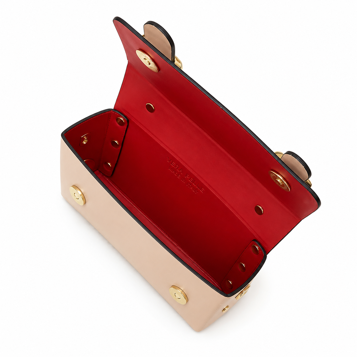 Bolsito de mano de piel auténtica con correa de cadena y asa superior