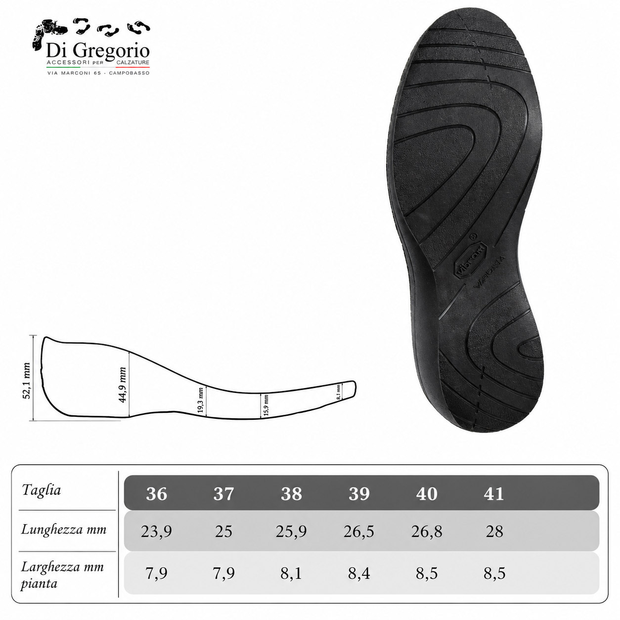 Suola in gomma Vibram mescola Vi-lite Sofia per scarpe casual e comfort