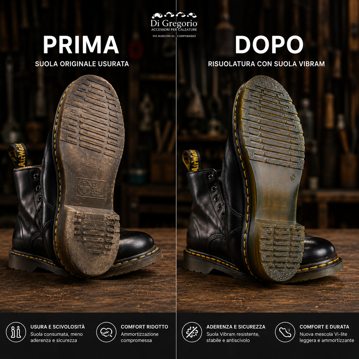 Suola Compatibile Dr. Martens® in Gomma Traslucida – Comfort, Stile e Resistenza