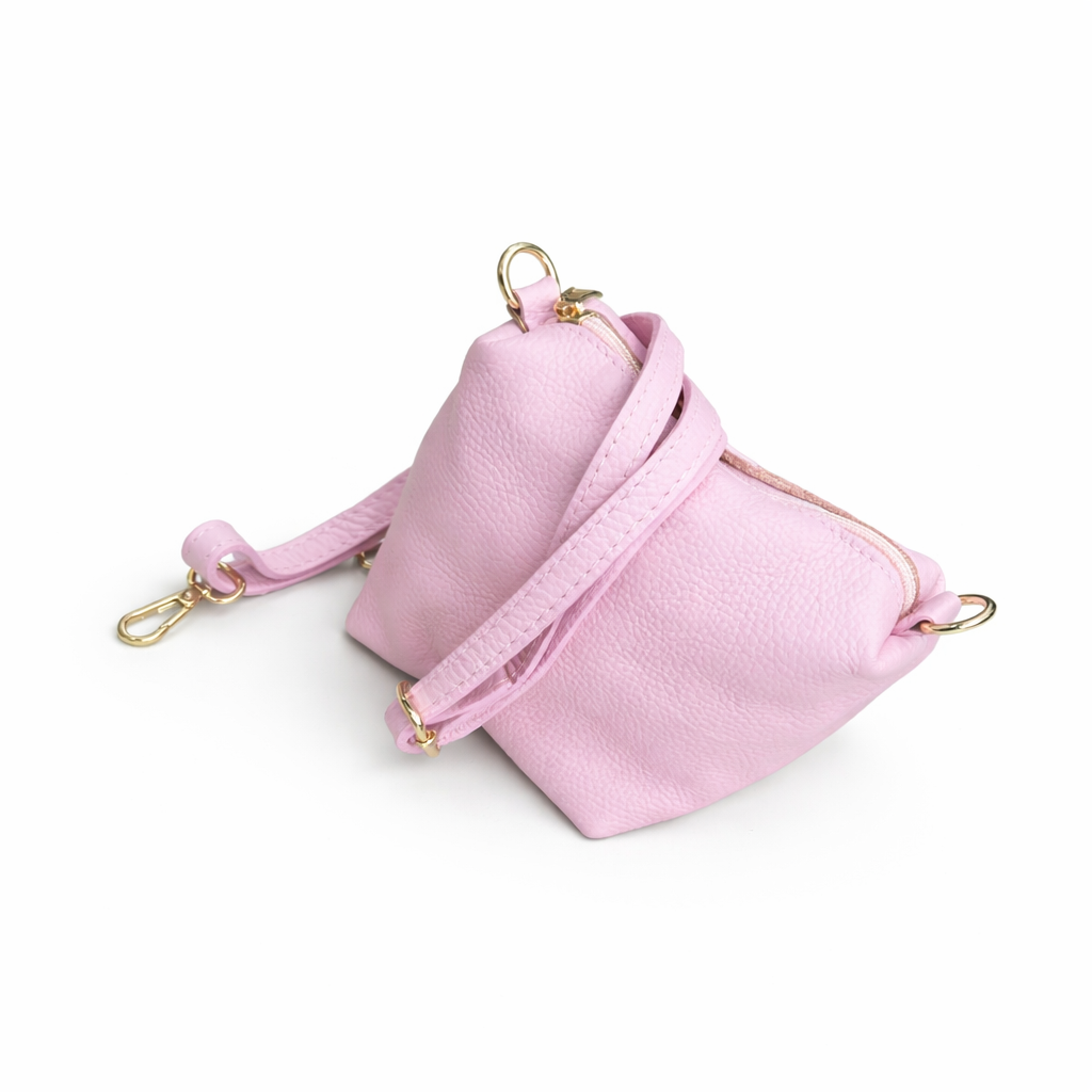Set borsa secchiello + pochette in vera pelle martellata, pratico ed elegante per ogni occasione.
