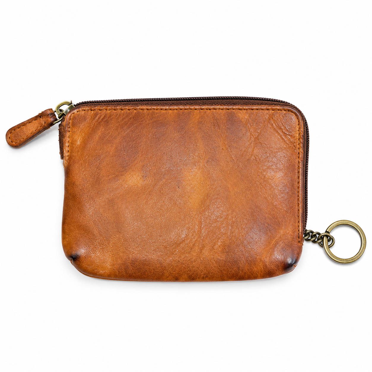 Portachiavi Portafoglio Vera Pelle Lavata con Zip Portamonete Porta Carte