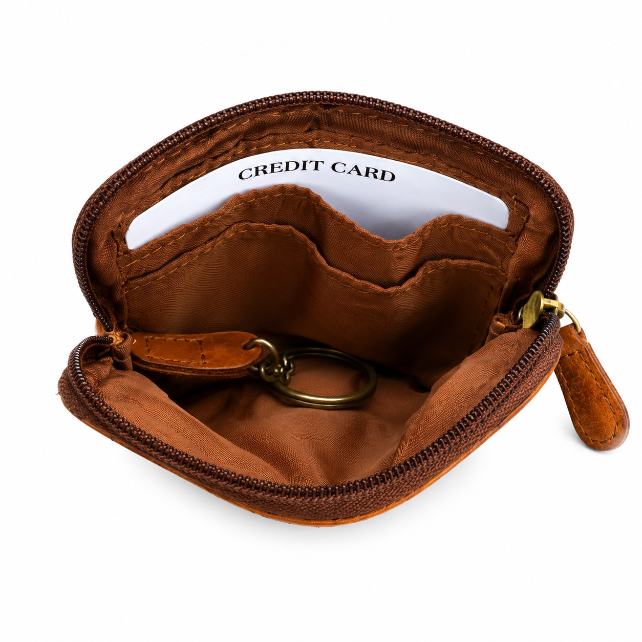 Portachiavi Portafoglio Vera Pelle Lavata con Zip Portamonete Porta Carte
