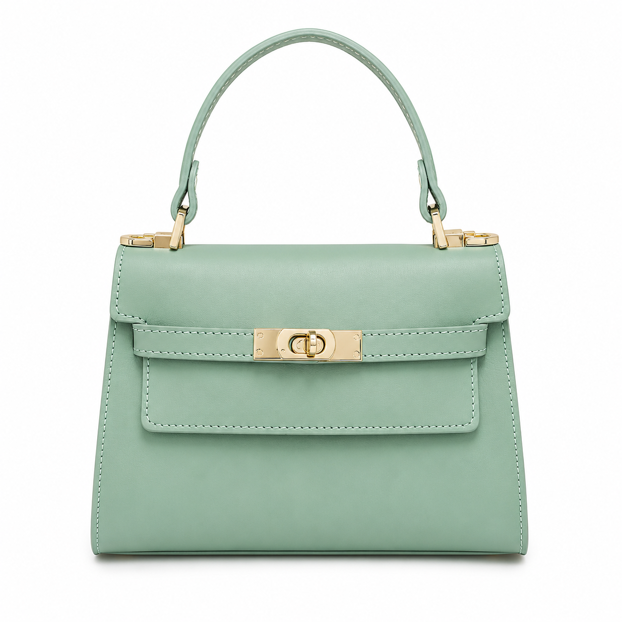 Borsa Donna Elegante a Mano con Tracolla Pelle Scamosciata Beige Chiusura dorata Made in Italy