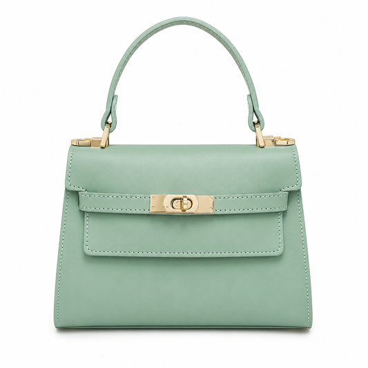 Borsa Donna Elegante a Mano con Tracolla Pelle Scamosciata Beige Chiusura dorata Made in Italy