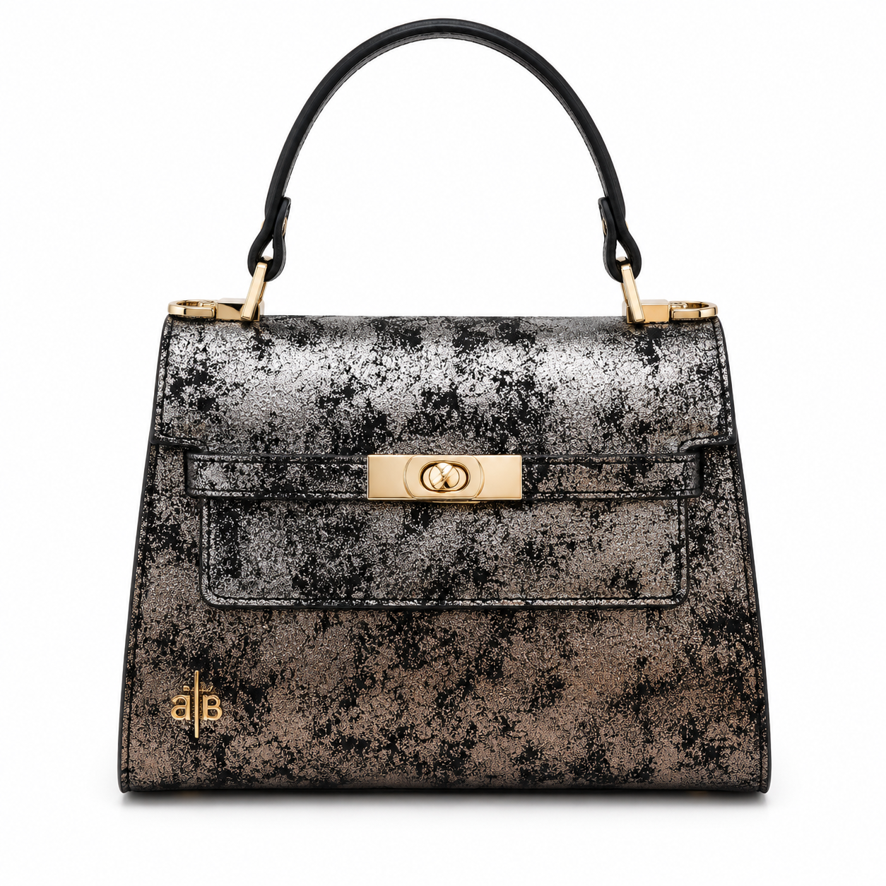 Borsa Donna Elegante a Mano con Tracolla Pelle Scamosciata Beige Chiusura dorata Made in Italy