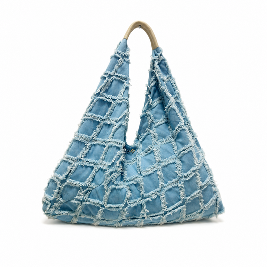 Borsa Sacca Mare Donna in Tessuto con Manico in Pelle – Capiente e Comoda da Spalla