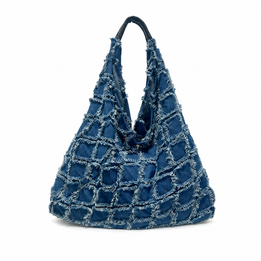 Borsa Sacca Mare Donna in Tessuto con Manico in Pelle – Capiente e Comoda da Spalla