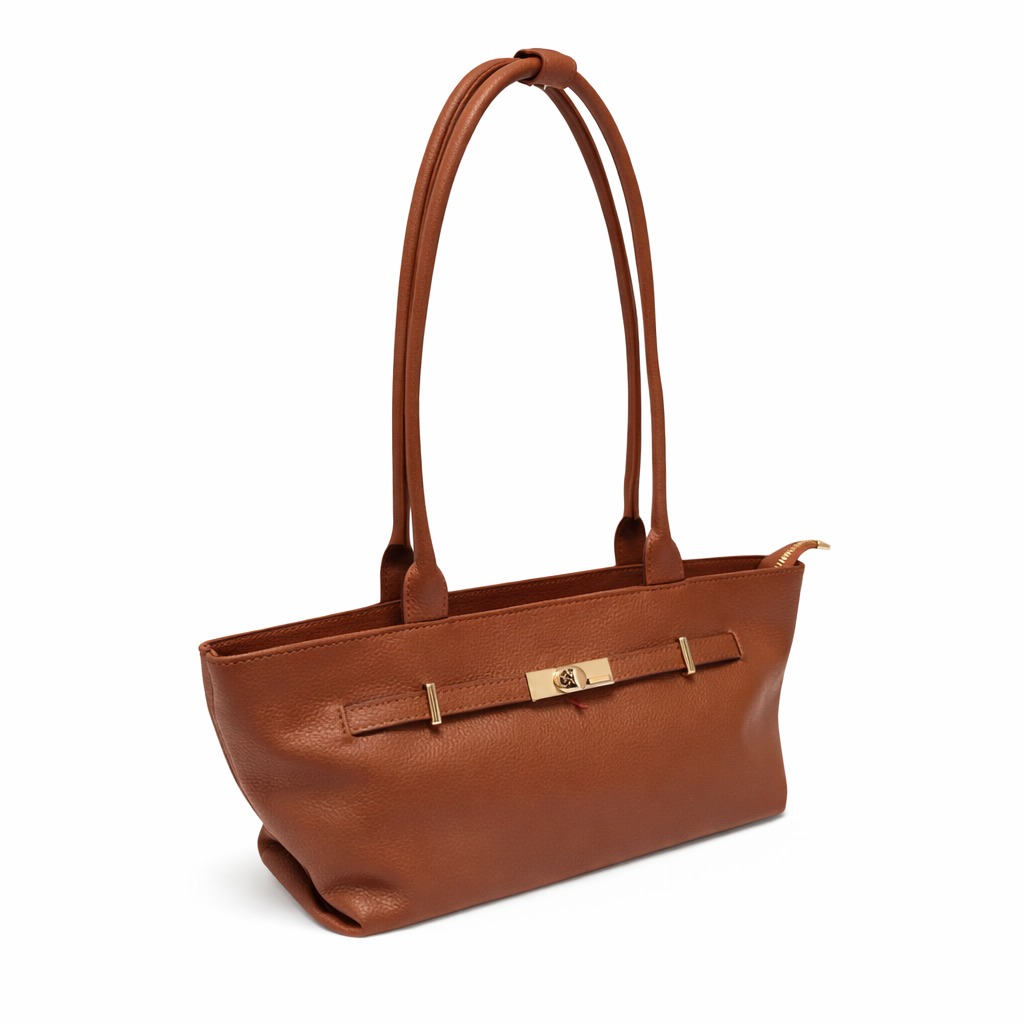 Borsa Donna Slim in Vera Pelle Made in Italy con Zip e Manici Lunghi