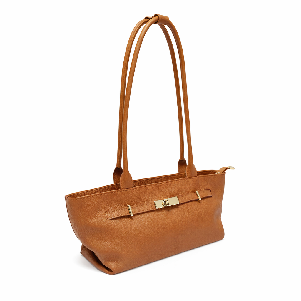 Borsa Donna Slim in Vera Pelle Made in Italy con Zip e Manici Lunghi