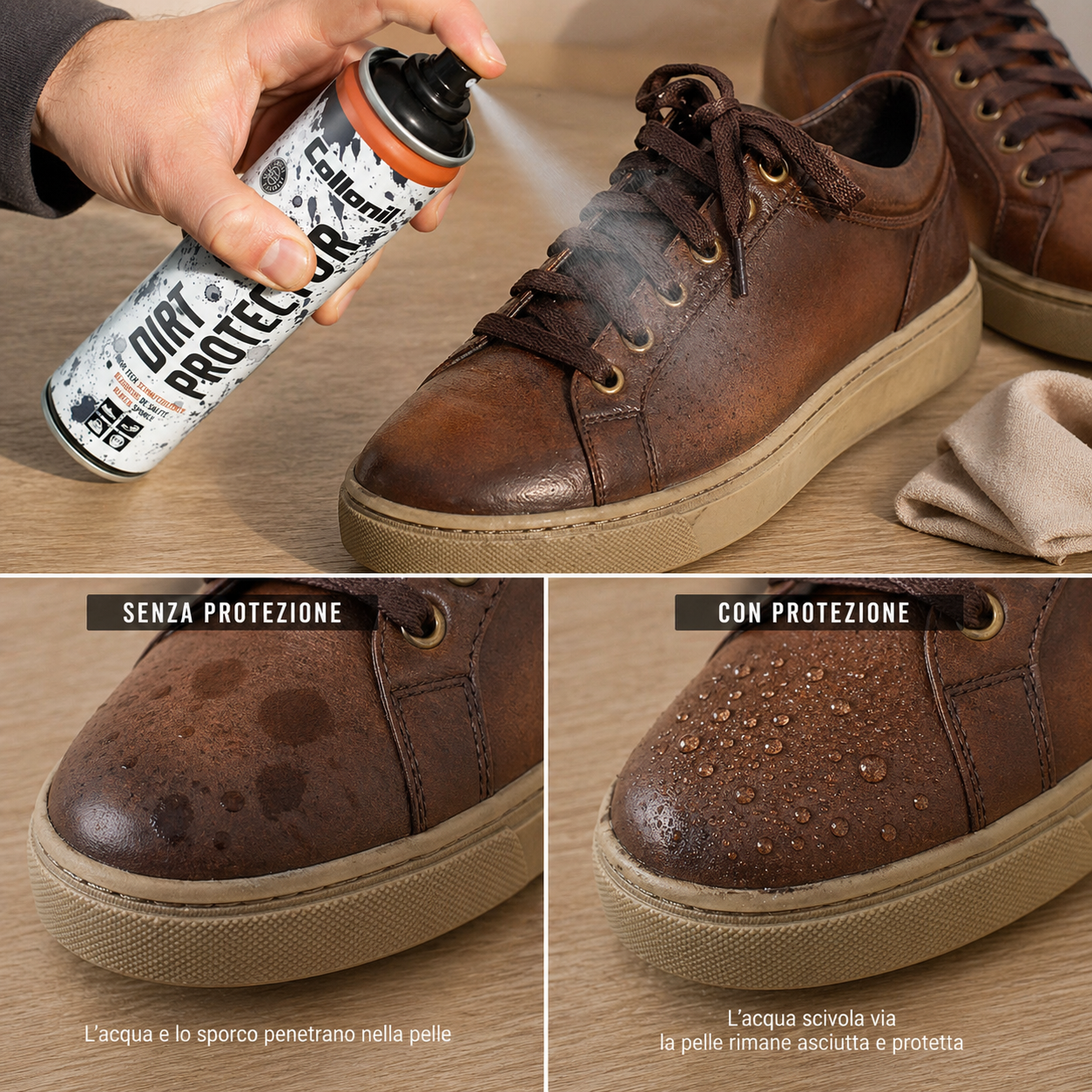Collonil Dirt Protector – impermeabilizzante per pelle e tessuti contro acqua, macchie e sporco
