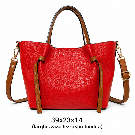Borsa Donna in Vera Pelle con Pochette Estraibile  Elegante e Versatile