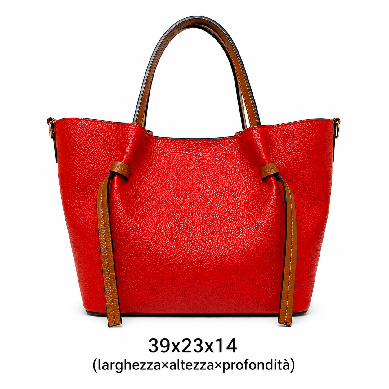 Women's Genuine Leather Bag with Removable Pouch - Elegant and Versatile