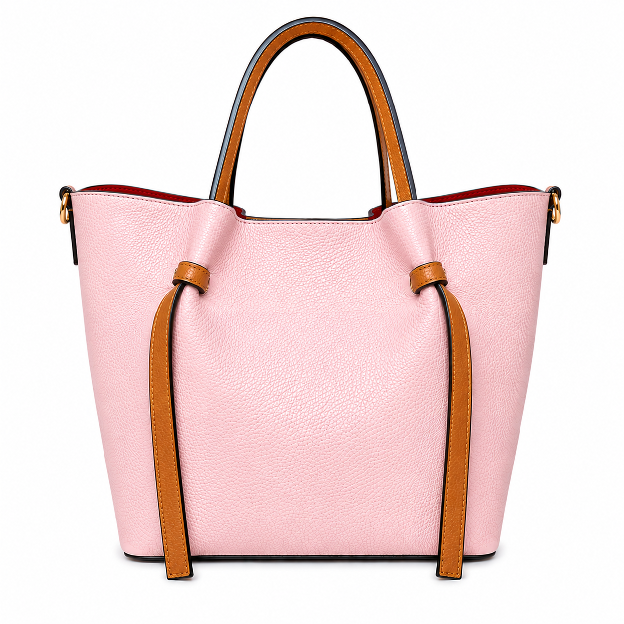 Women's Genuine Leather Bag with Removable Pouch - Elegant and Versatile