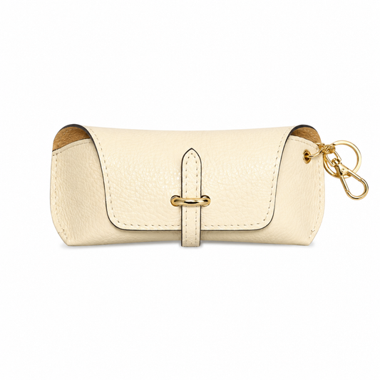 Portaocchiali in Vera Pelle con Portachiavi e Moschettone Charm per Borsa