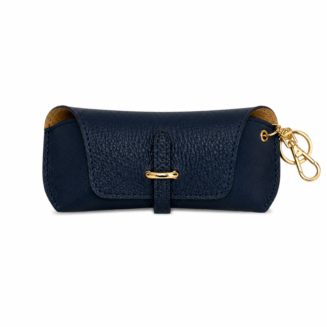 Portaocchiali in Vera Pelle con Portachiavi e Moschettone Charm per Borsa