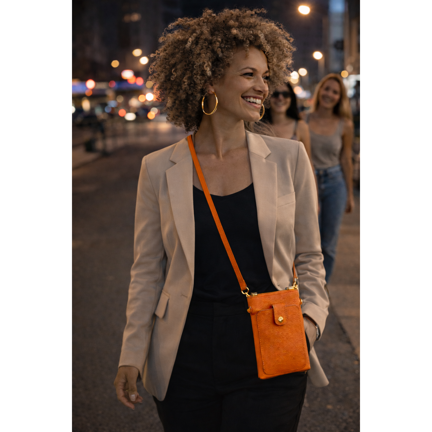 Women's handbag men's shoulder bag cell phone holder in real leather adjustable strap Made in Italy