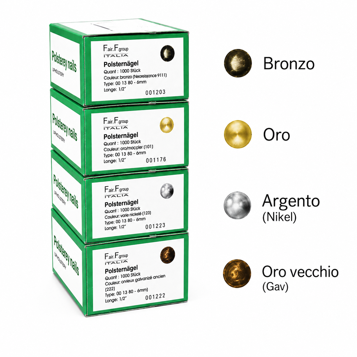 Borchie spillo bullette calzolai tappezzieri pellettieri restauratori falegnami