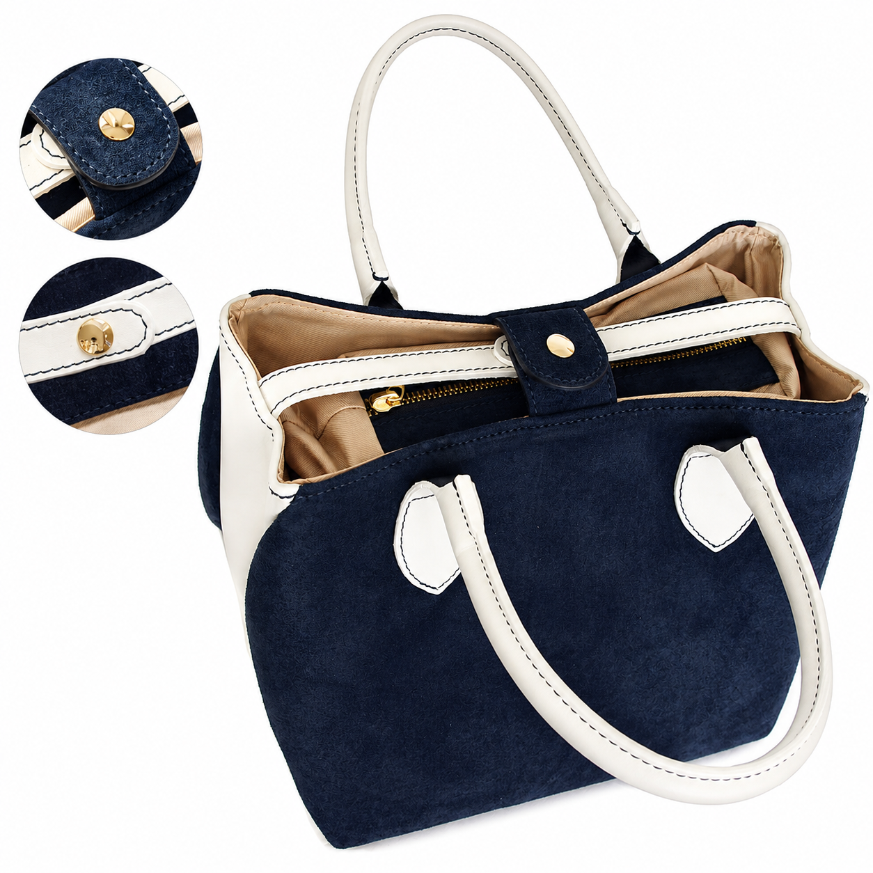 Borsa Donna in Vera Pelle con Pochette Estraibile  Artigianale Made in Italy, Borsa a Mano Elegante Pelle Morbida Grande Capacità