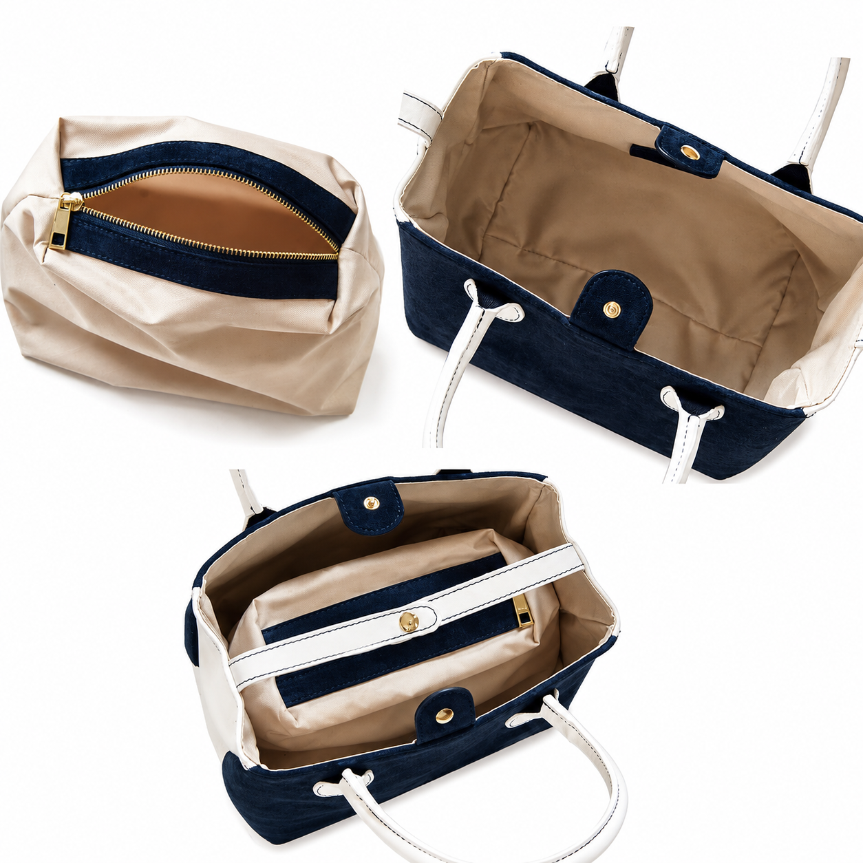 Borsa Donna in Vera Pelle con Pochette Estraibile  Artigianale Made in Italy, Borsa a Mano Elegante Pelle Morbida Grande Capacità
