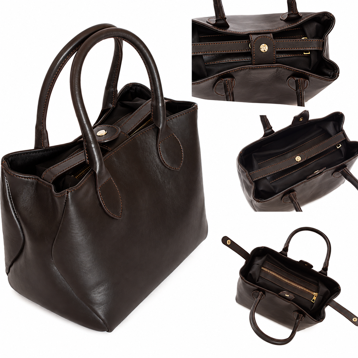 Borsa Donna in Vera Pelle con Pochette Estraibile  Artigianale Made in Italy, Borsa a Mano Elegante Pelle Morbida Grande Capacità