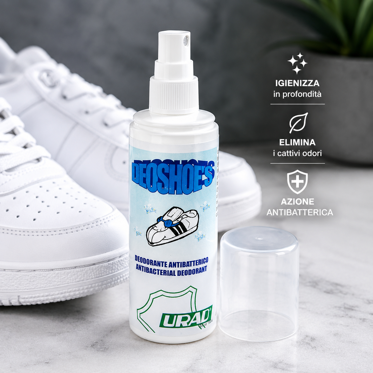 Deodorante Spray Ecologico Antibatterico No Gas per Scarpe Scarpiere e Armadi  Urad Deo Shoes 125 ml