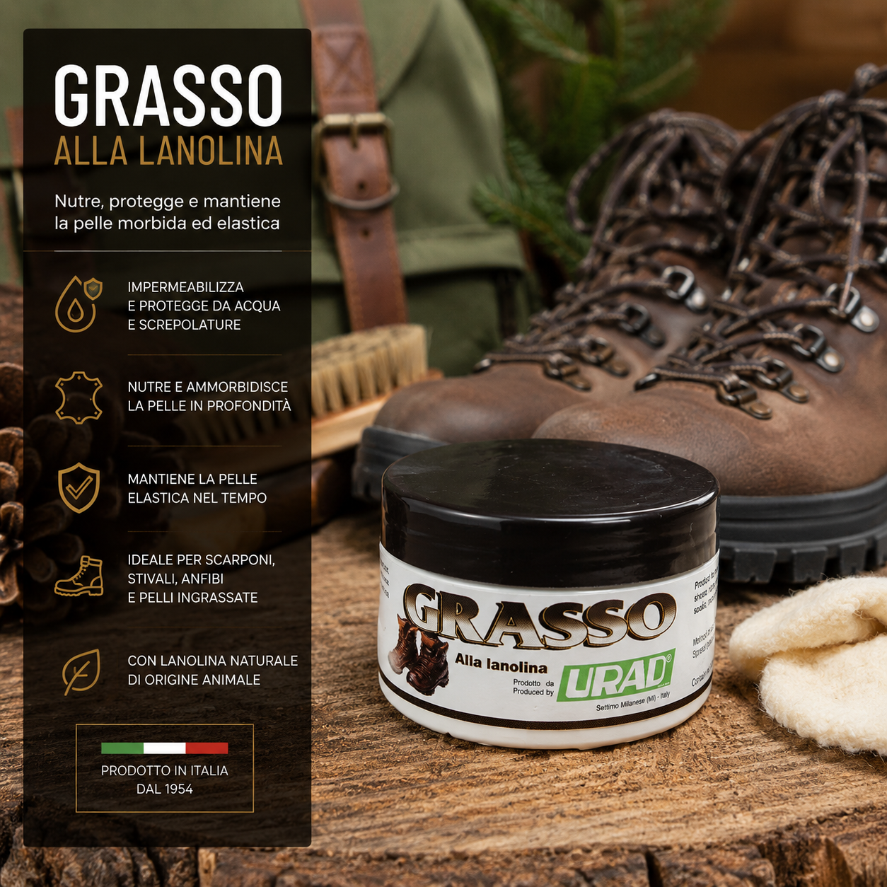 Grasso alla Lanolina Urad per Scarponi e Pelle Grassa 150 ml