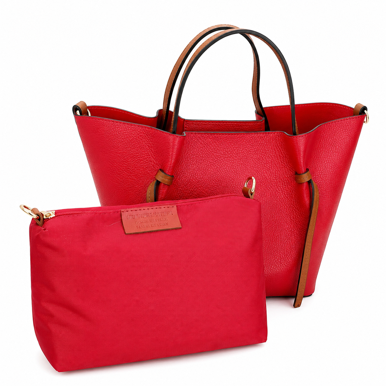 Bolso de Mujer de Piel Genuina con Neceser Extraíble Elegante y Versátil