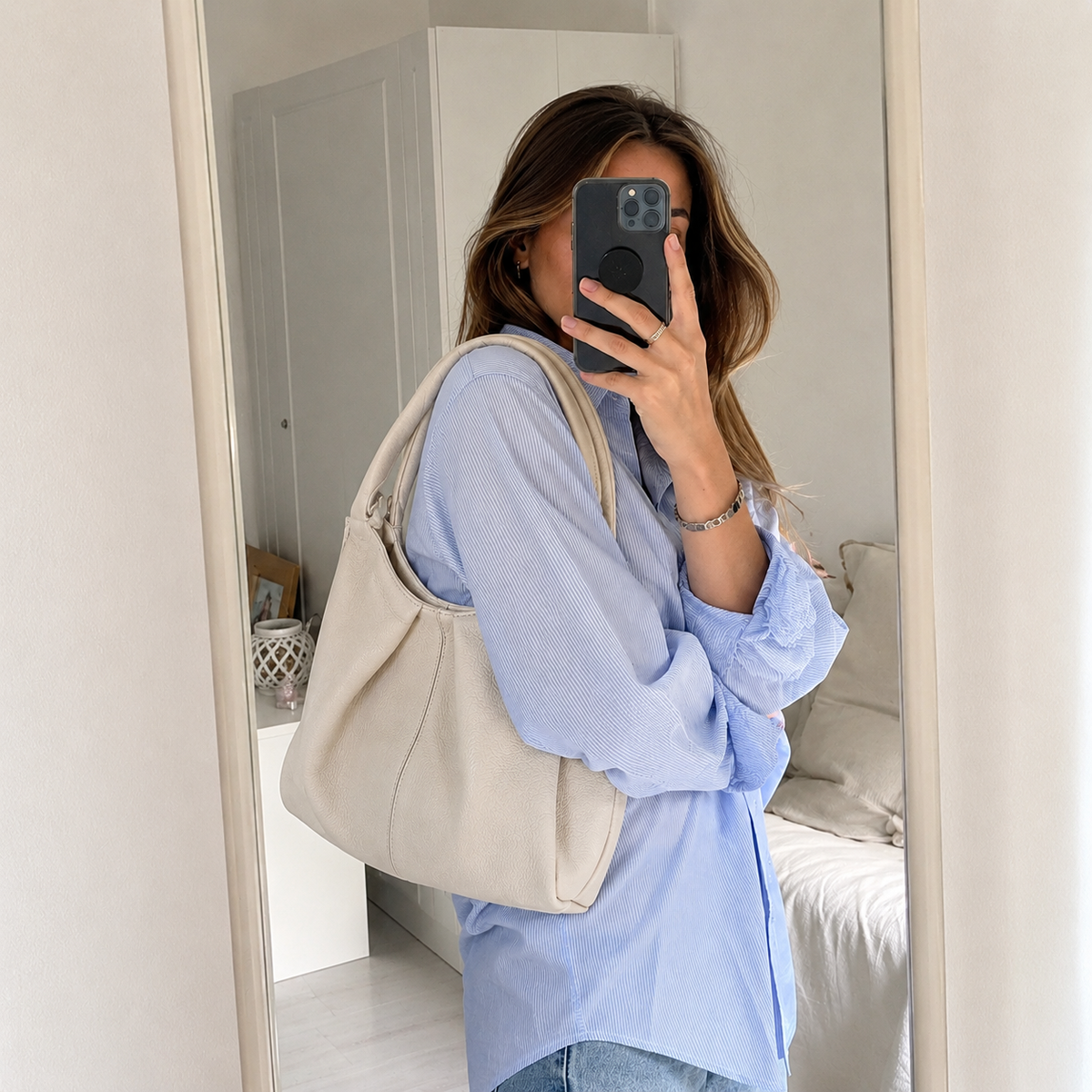 Borsa Donna Vera Pelle Made in Italy Grande a Mano con Tracolla Rimovibile