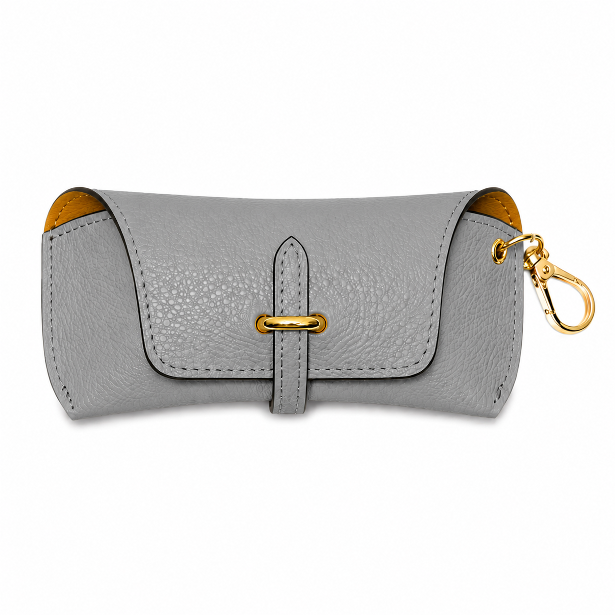 Estuche para gafas de piel auténtica con llavero y mosquetón de adorno para bolso