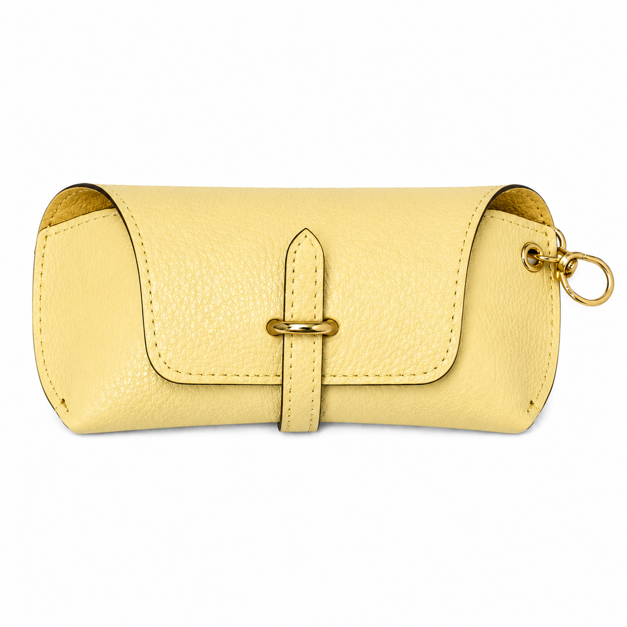 Estuche para gafas de piel auténtica con llavero y mosquetón de adorno para bolso