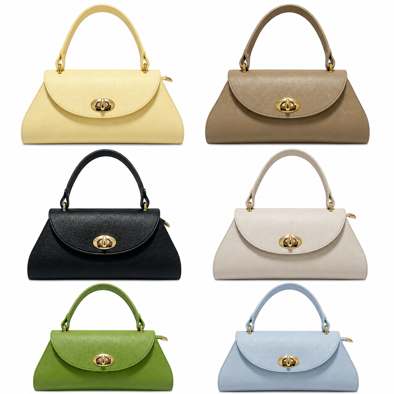 Bolso de mujer elegante de piel auténtica con cierre dorado – Modelo de ceremonia