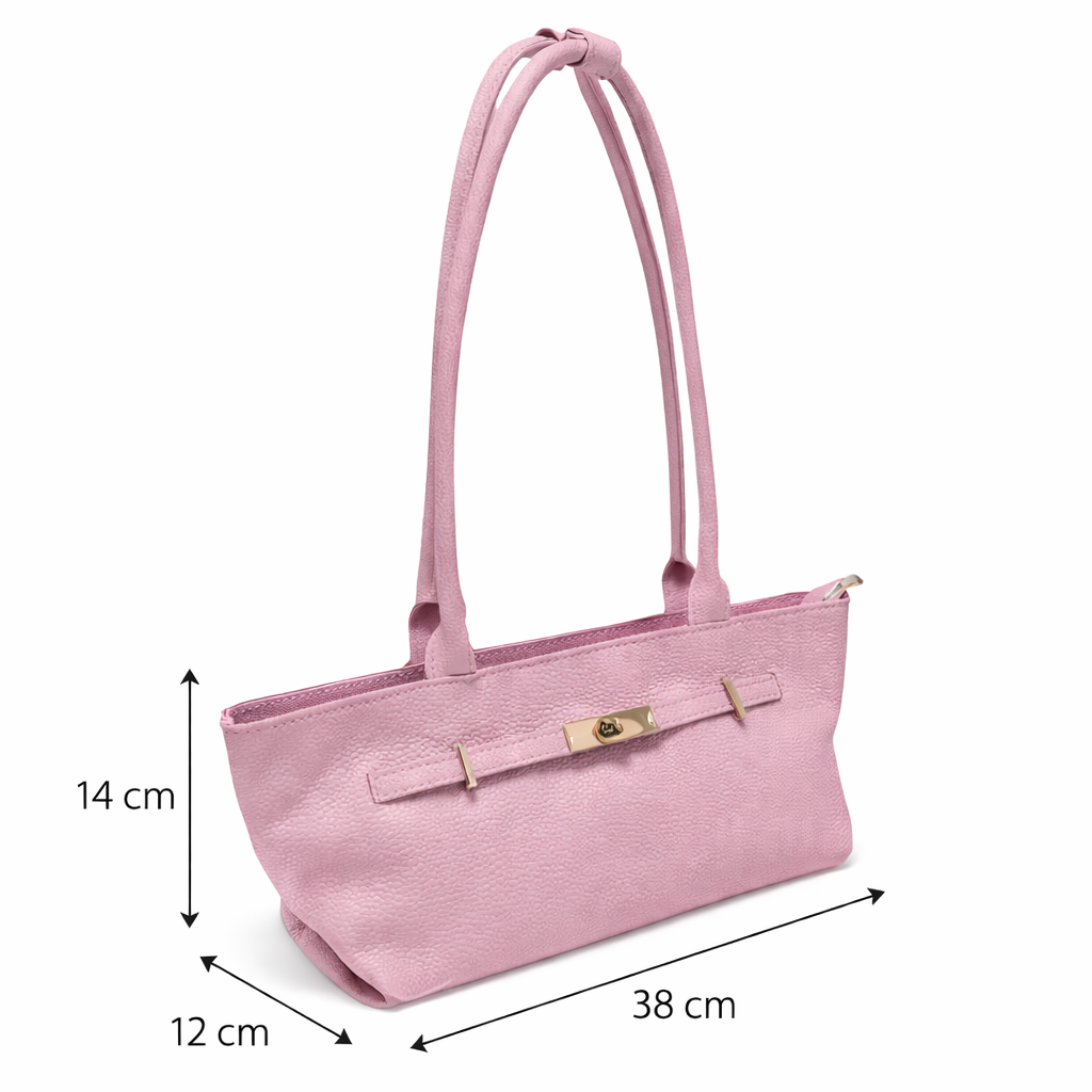 Borsa Donna Slim in Vera Pelle Made in Italy con Zip e Manici Lunghi