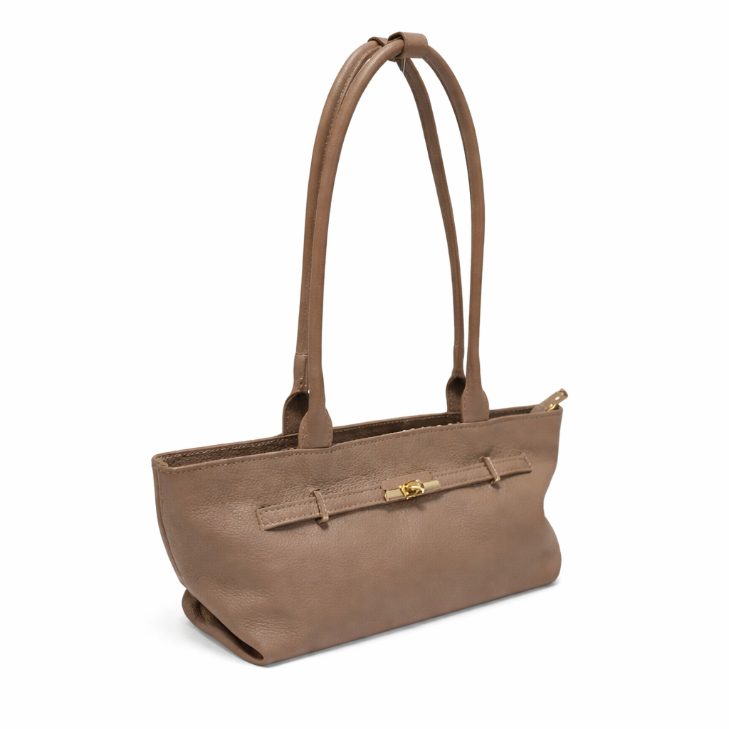 Borsa Donna Slim in Vera Pelle Made in Italy con Zip e Manici Lunghi