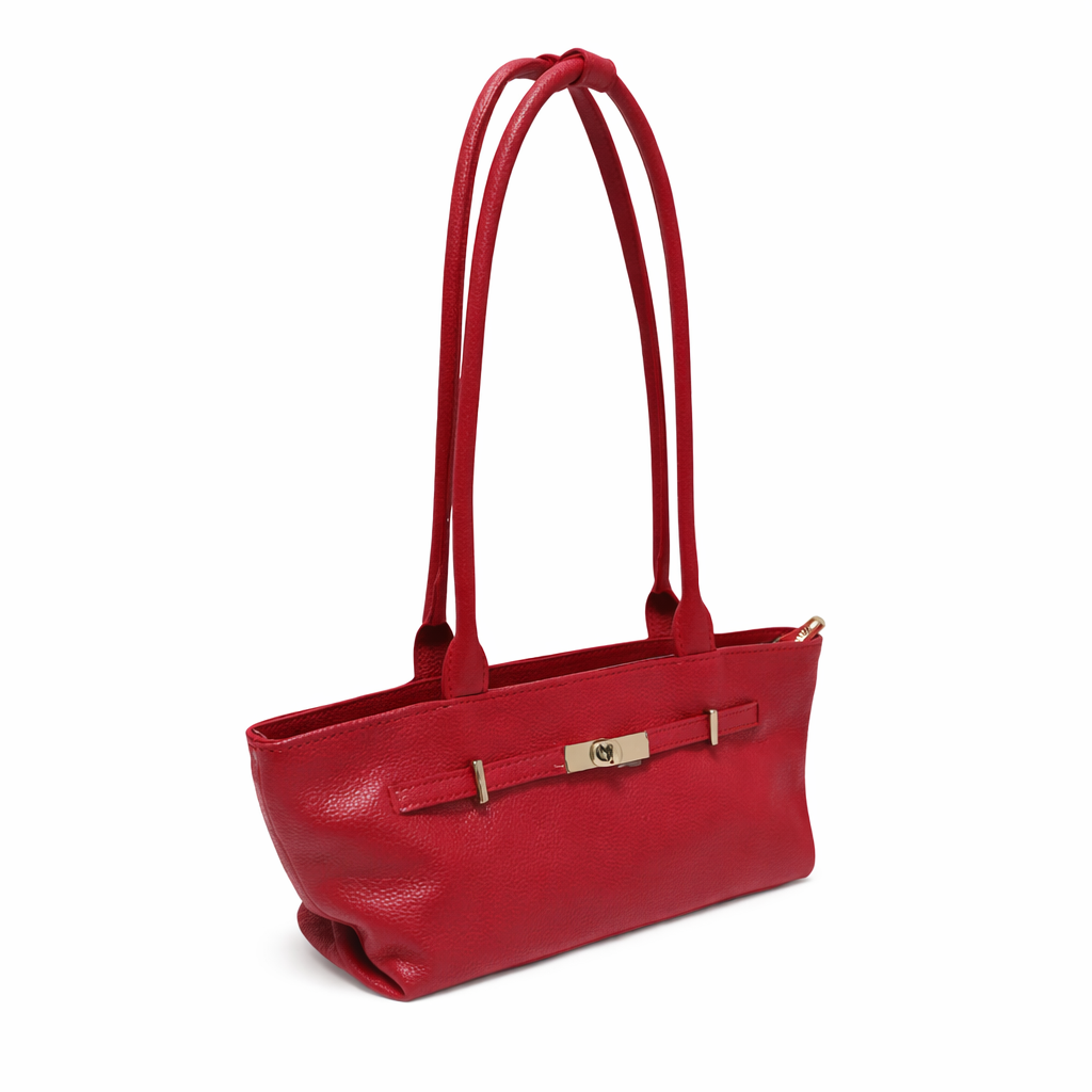 Borsa Donna Slim in Vera Pelle Made in Italy con Zip e Manici Lunghi
