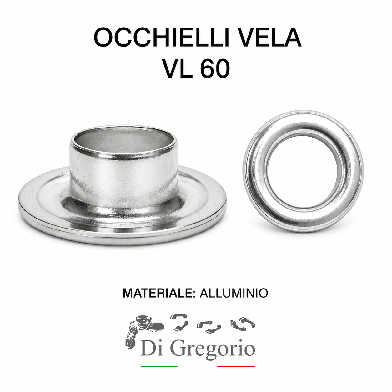 Occhielli Vela VL60 Ø 24 mm in Alluminio Ferro o Ottone con Rondelle Occhielli per Teloni e Pelletteria